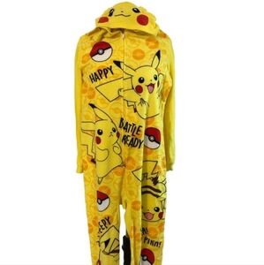 Pokemon Kids Pikachu One Piece Pajamas Zip-up Size 14/16